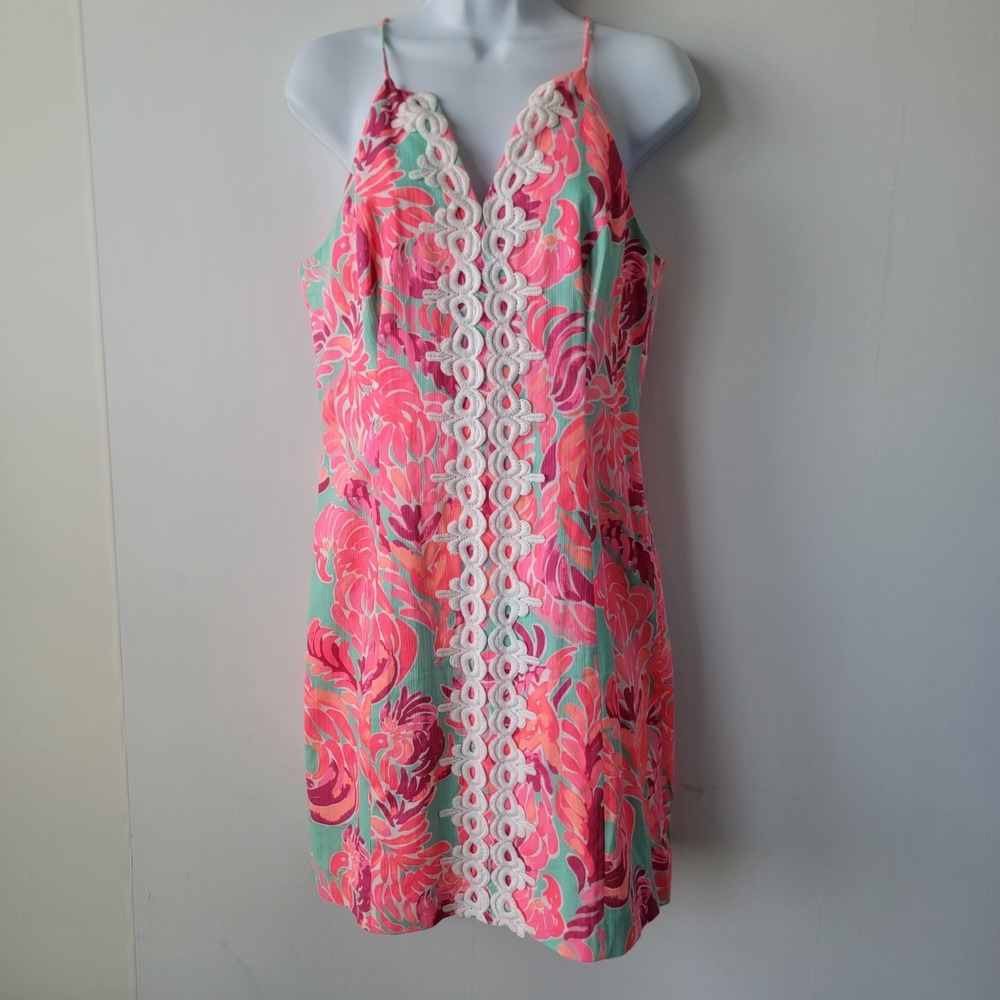 Lilly Pulitzer women's Pearl Poolside Love Birds Lace Detail Shift Dress size 6‎